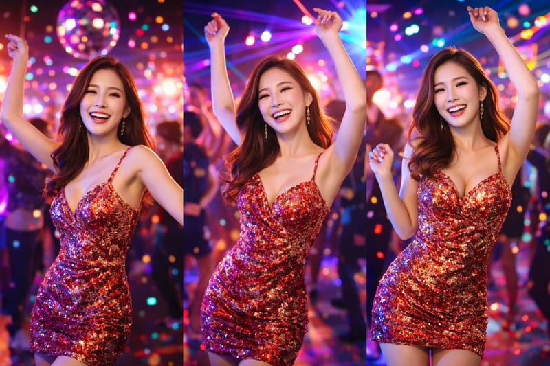 인천아라비안나이트 조명이 켜진 무대 전경